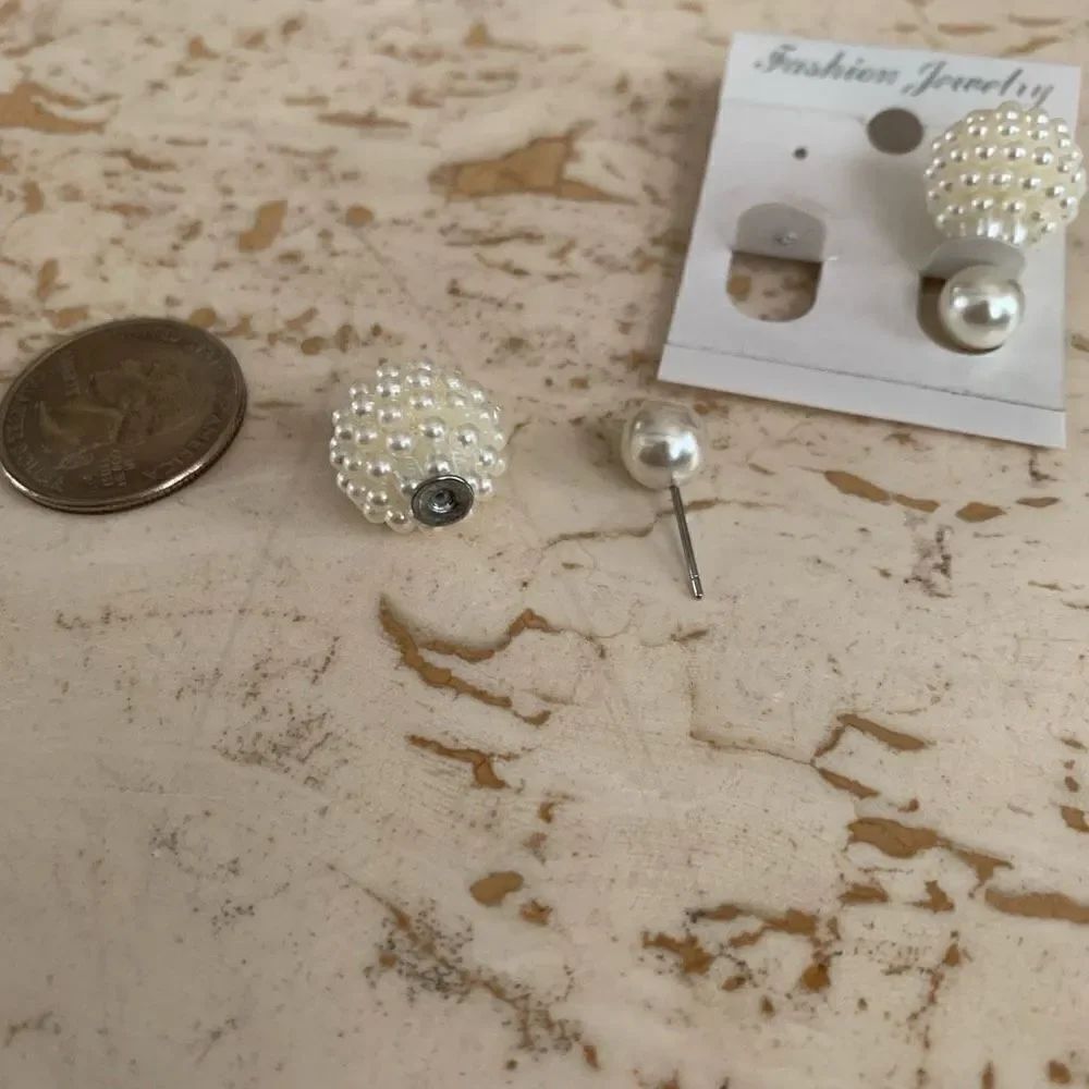 Double sided pearl earrings - Picture 5 of 6